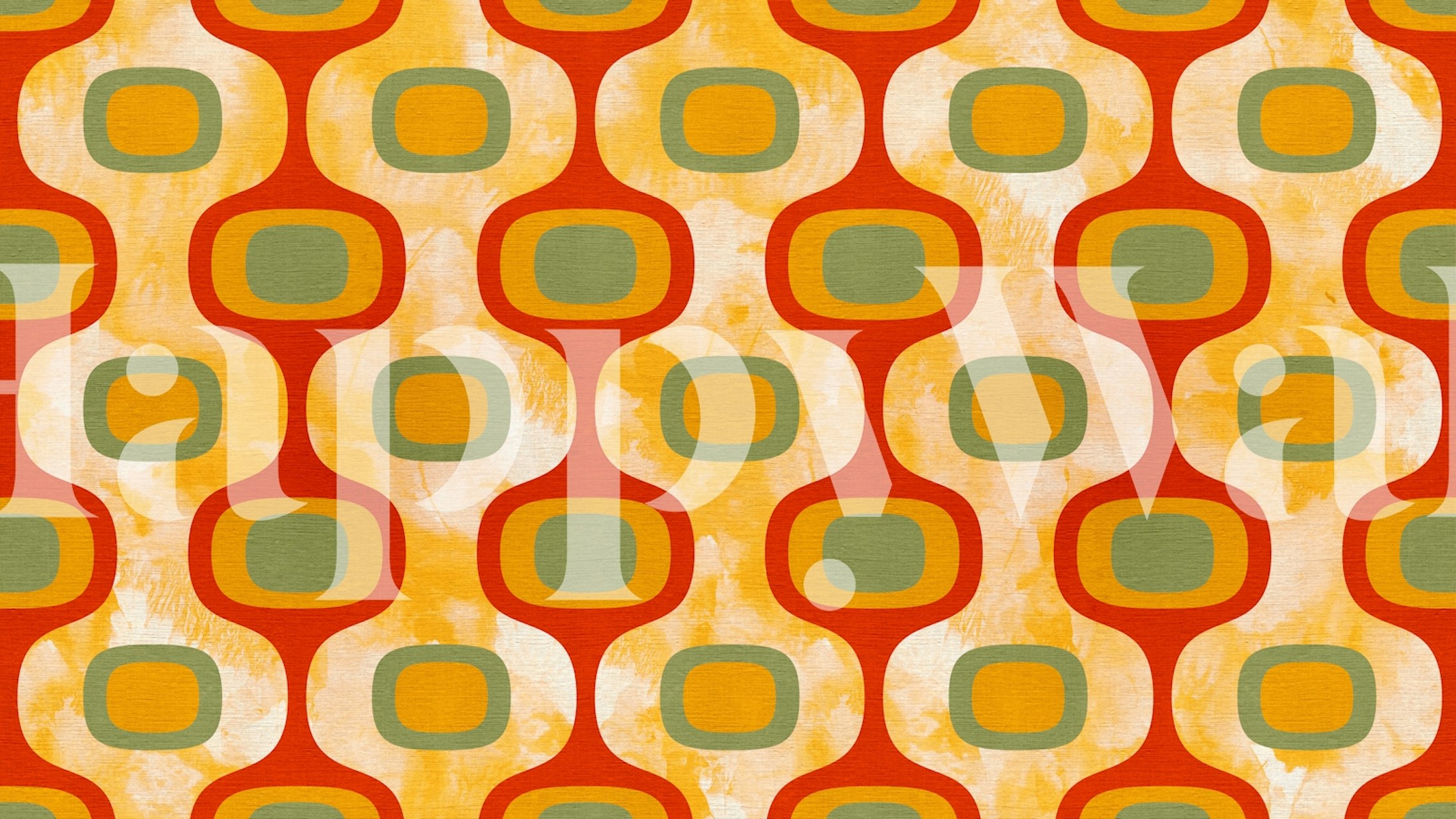 Geometric pattern with orange, green, and cream colors wallpaper