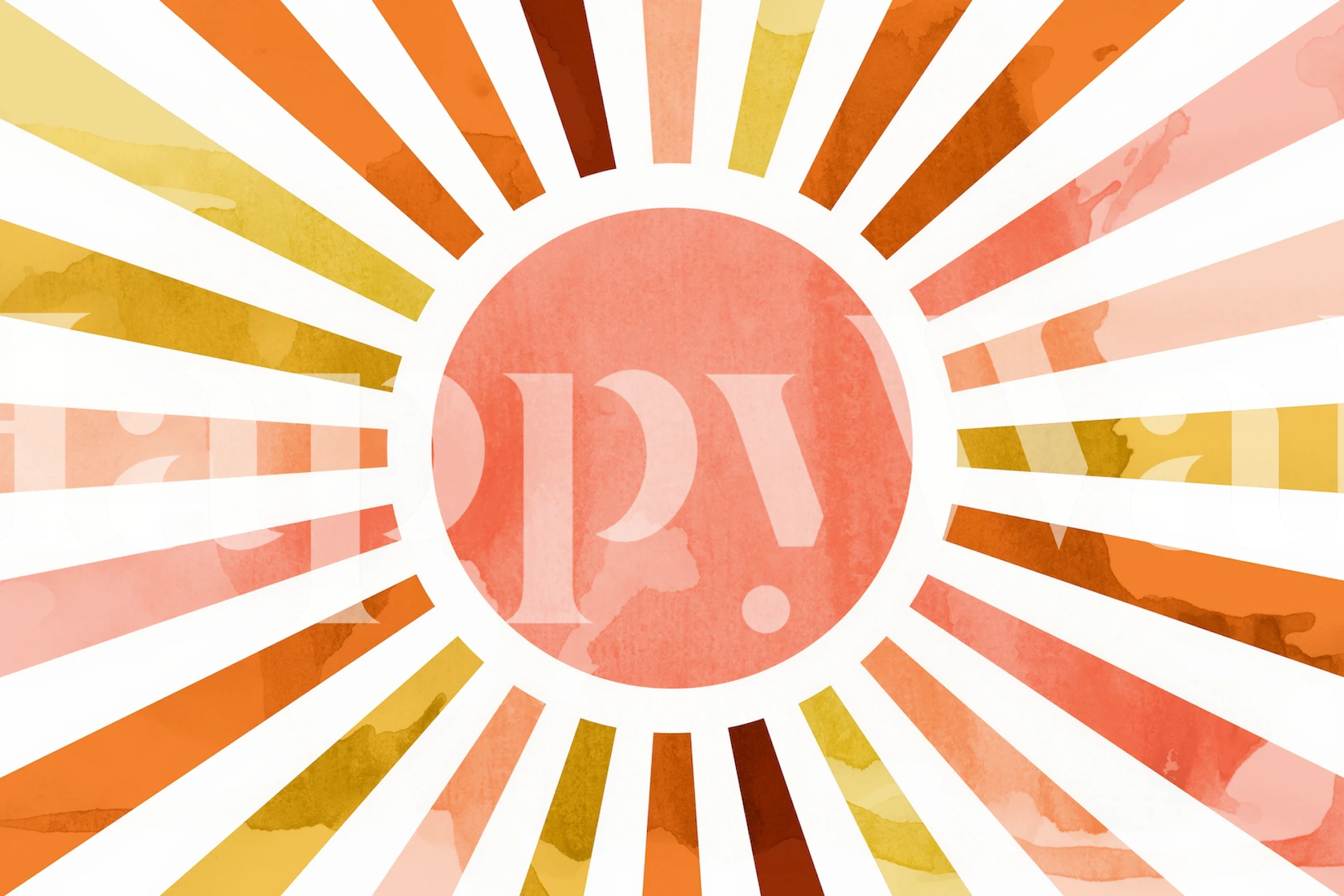 Colorful sunbeam design in orange, yellow, and pink tones wallpaper