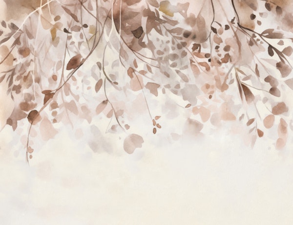 Hanging Flowers Beige Watercolor Art