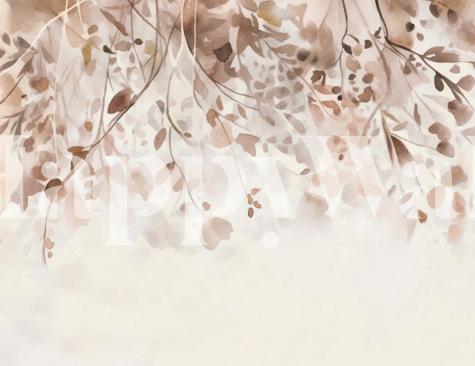 Hanging flowers in soft beige watercolor style wallpaper