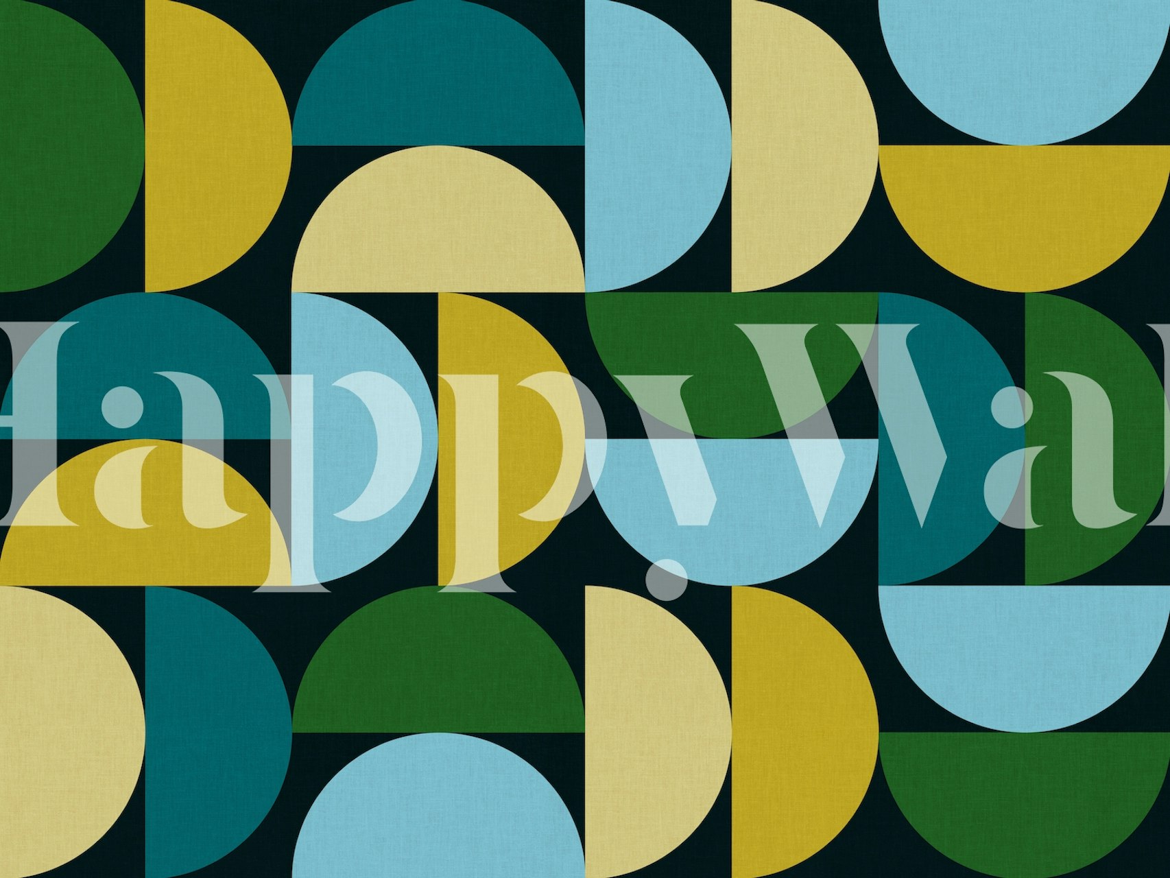Geometric half-circle pattern in blue, green, yellow on dark background wallpaper