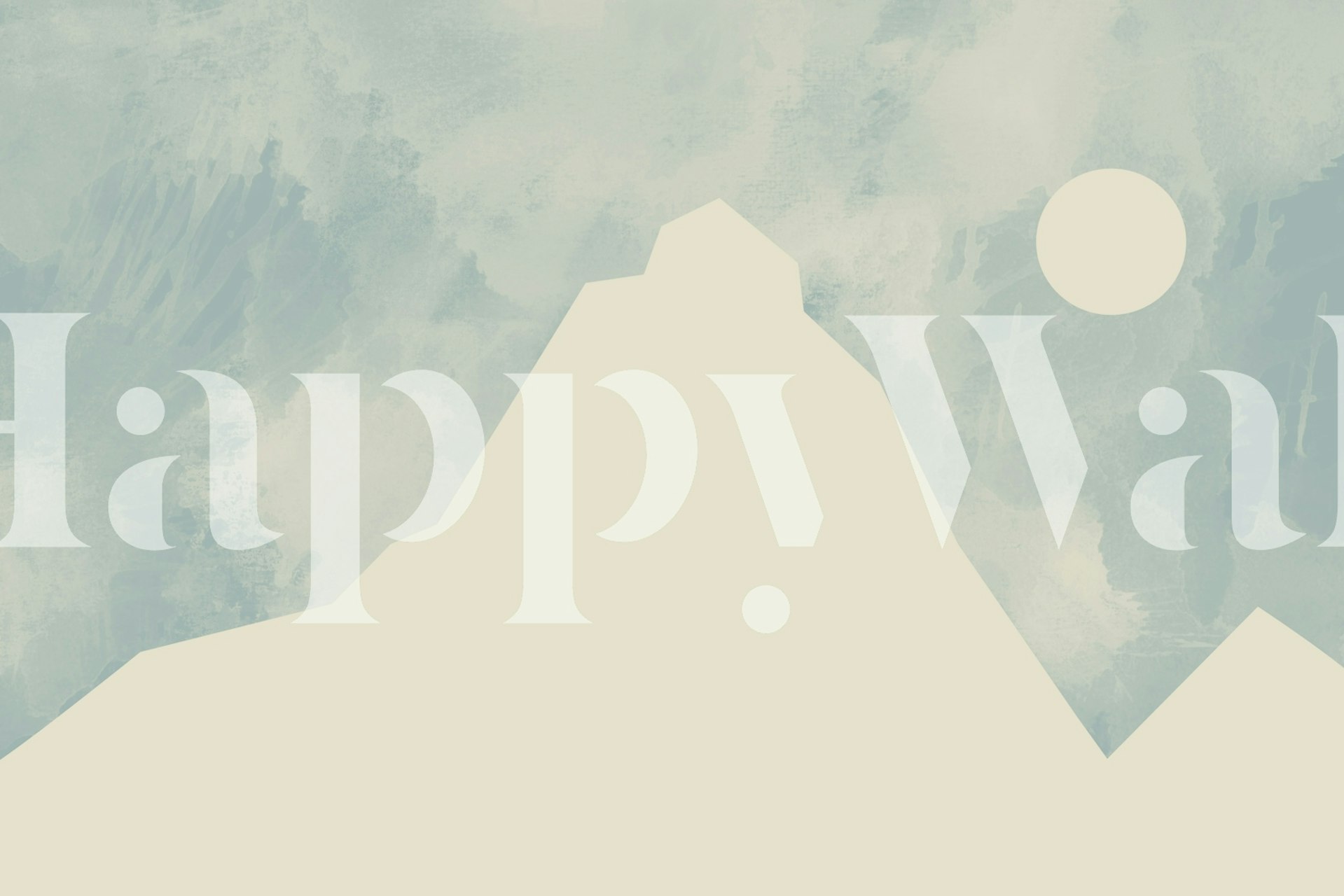 Abstract mountains and sun in blue grey tones wallpaper