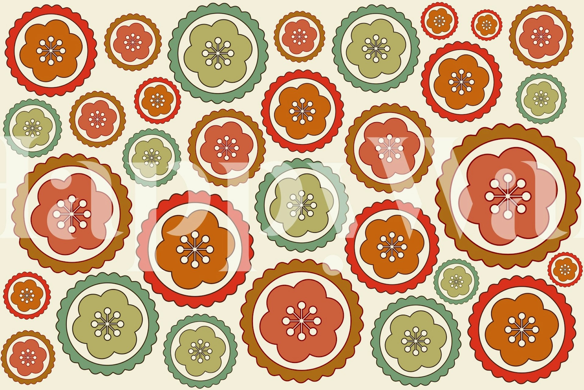 Funky Neon Seventies Flowers σε νεον χρώματα τοιχογραφία