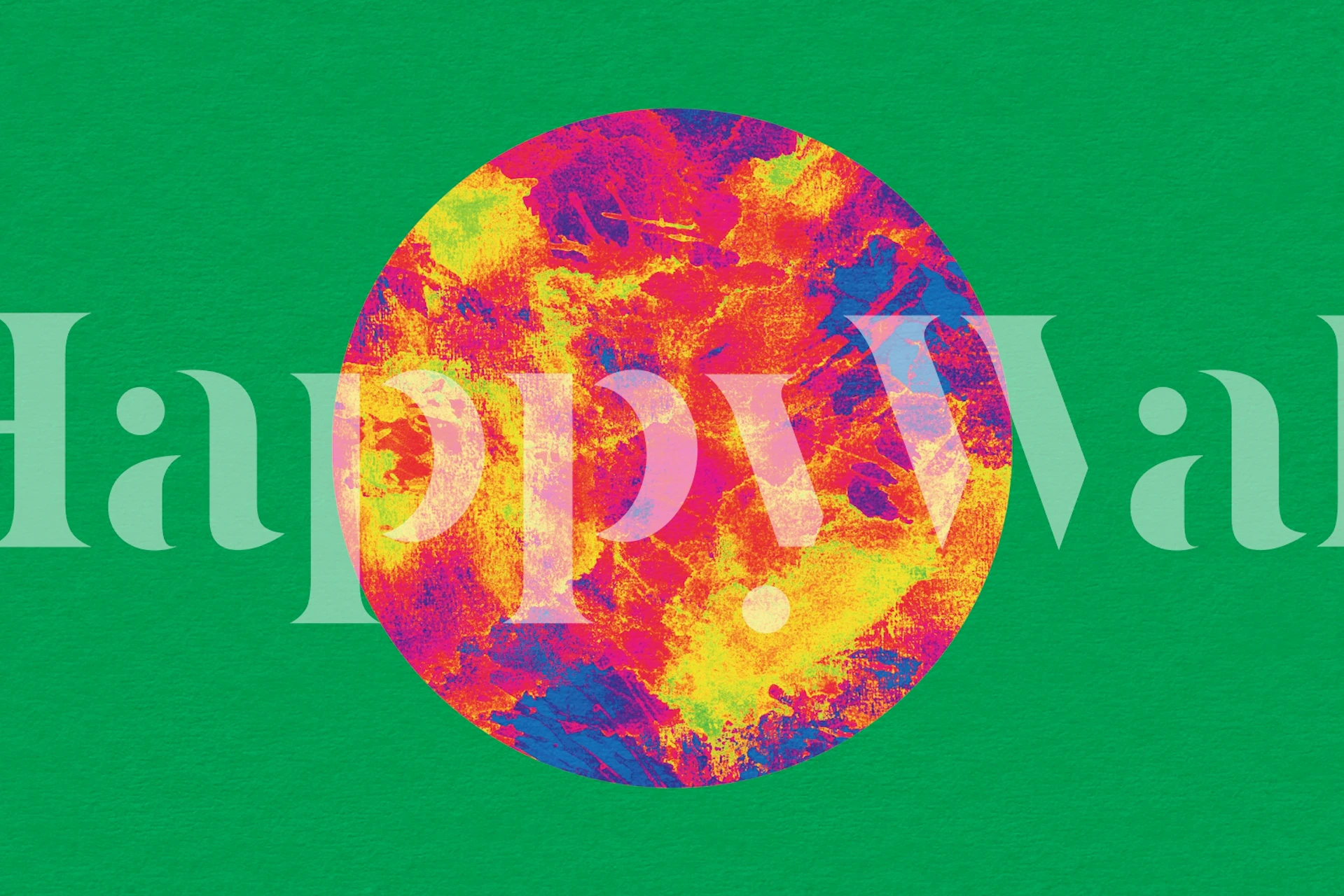 Colorful abstract circle on green background wallpaper
