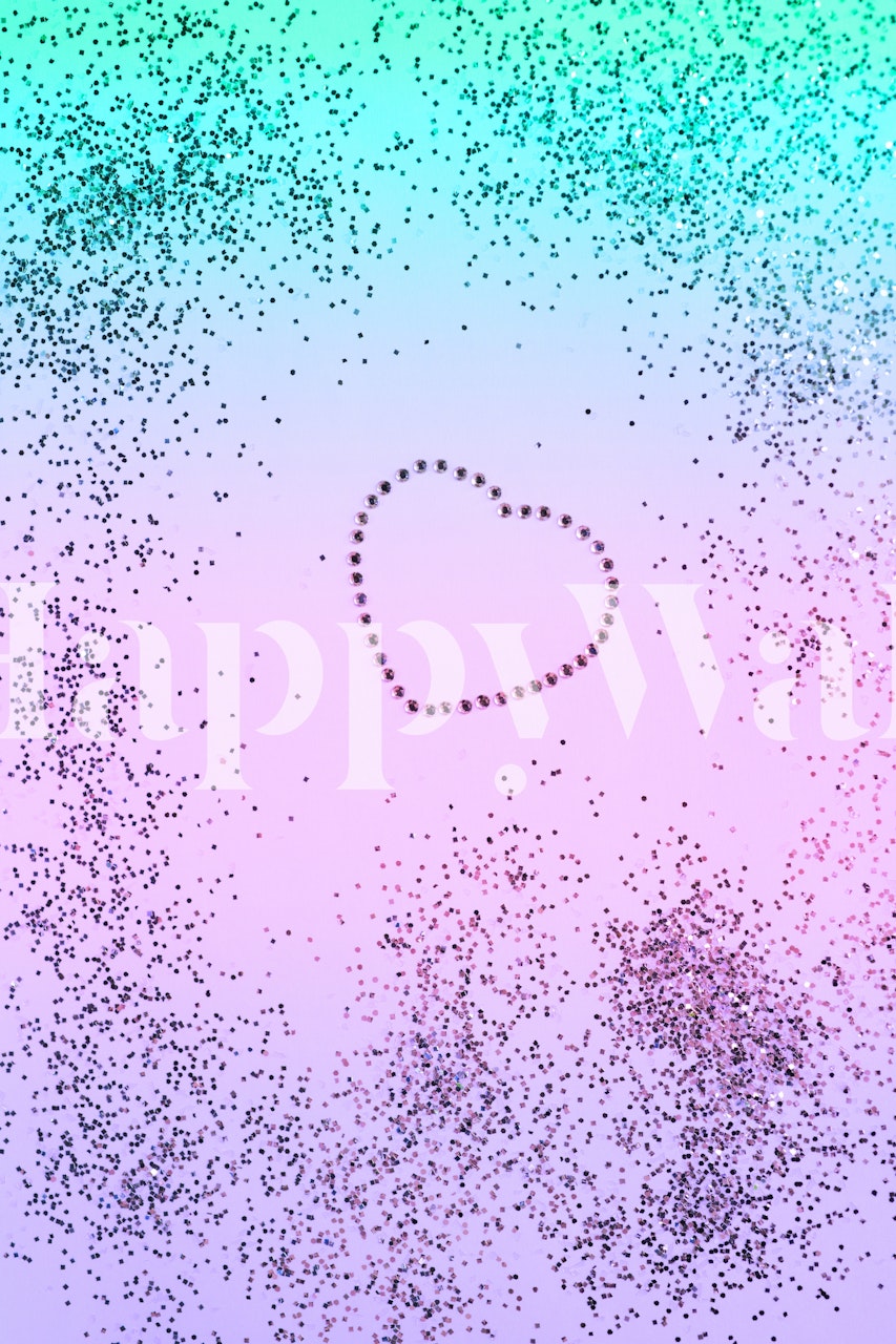 Fantazyjna fototapeta przedstawiająca błyszczące serce przechodzące z turkusu w fiolet