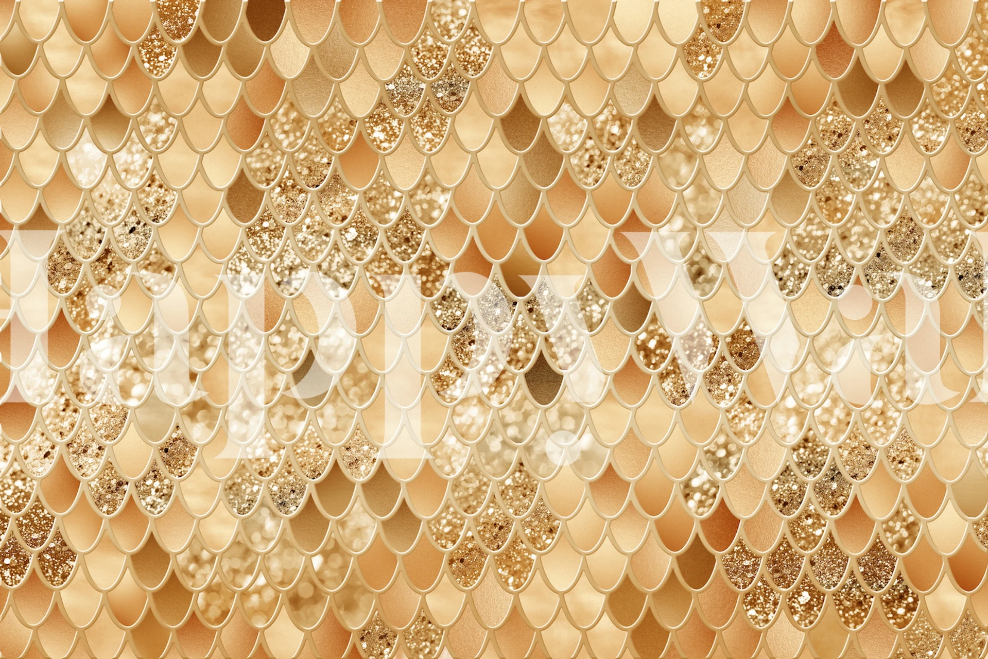 Elegant orange mermaid scale pattern for wall mural