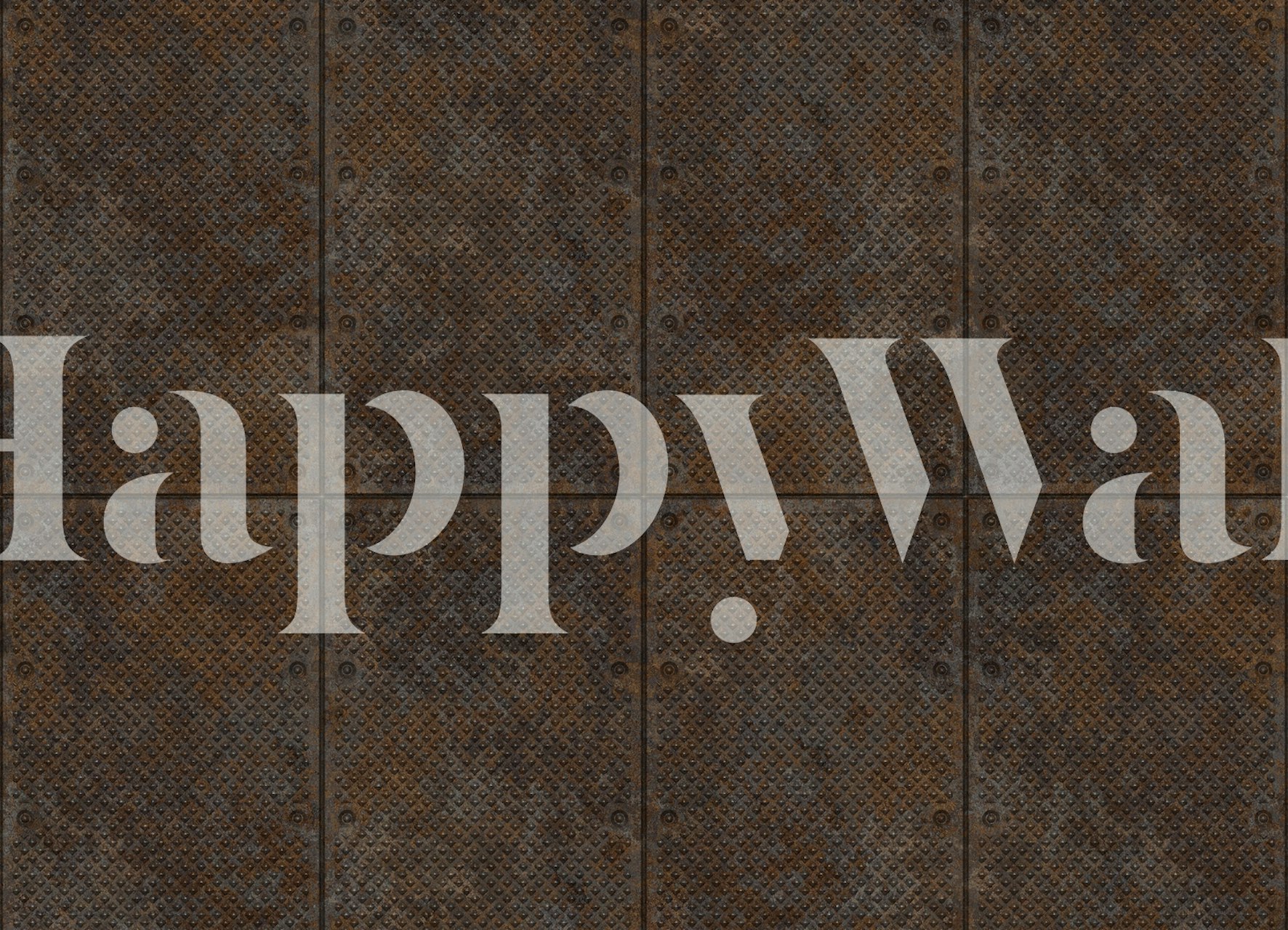 Rusty metal plate wallpaper with textured metallic panels