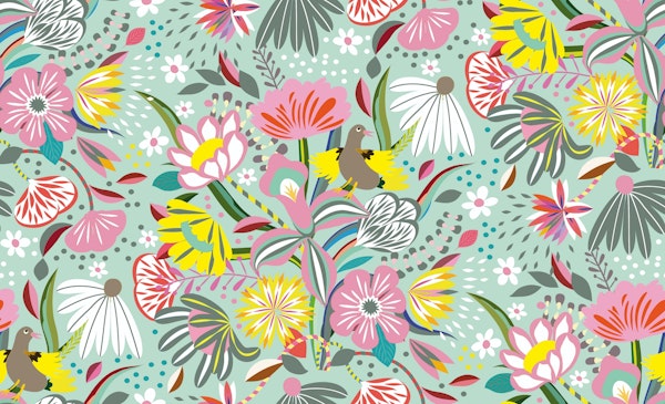 pastel folk art florals mint