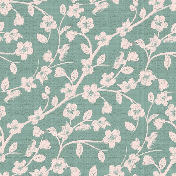 Cherry blossoms teal