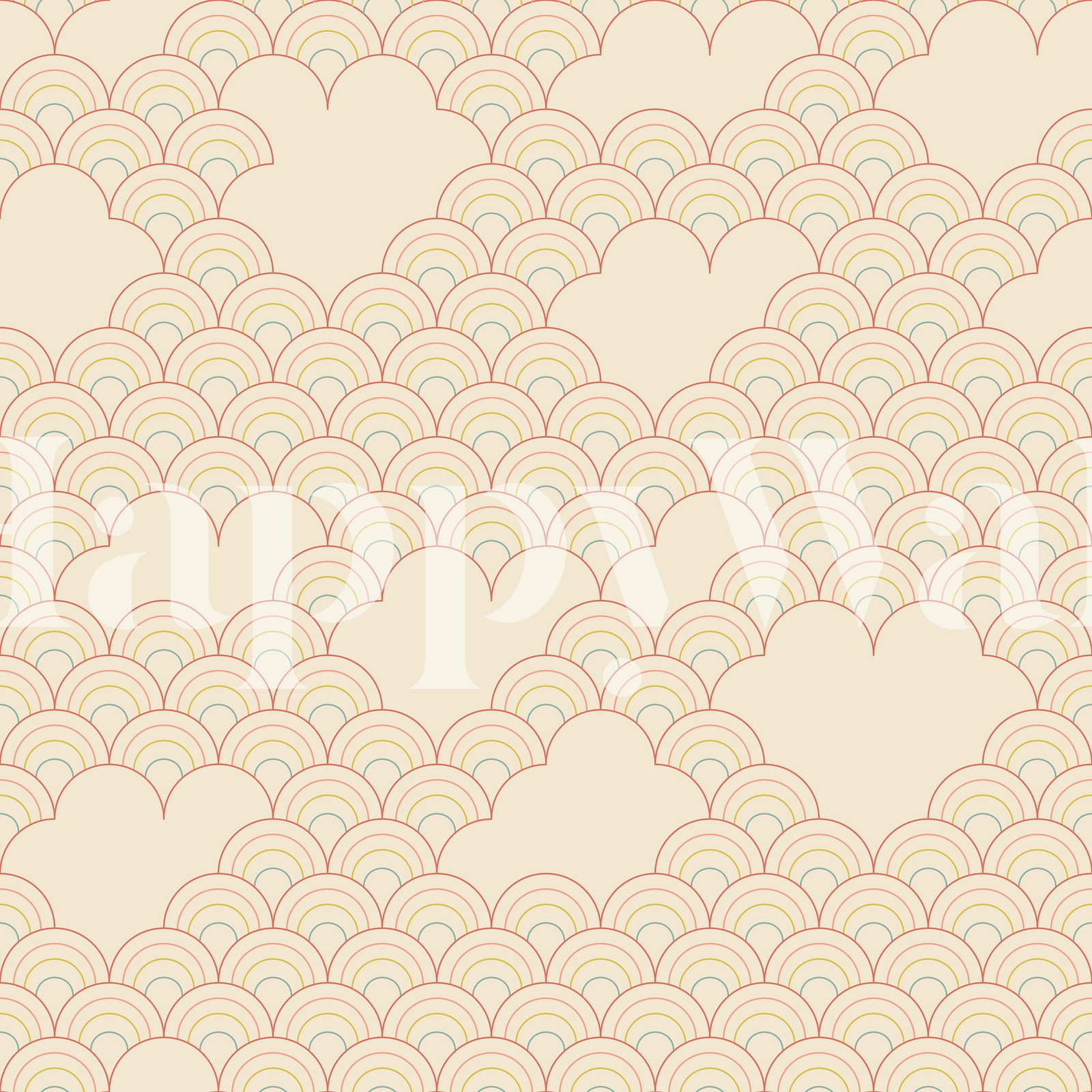 Seigaiha - scallopped rainbows and clouds wallpaper | Happywall