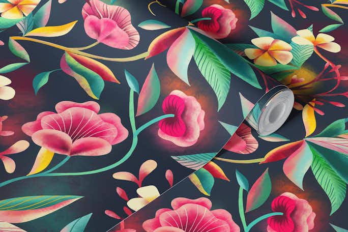 tropical floral scentwallpaper roll
