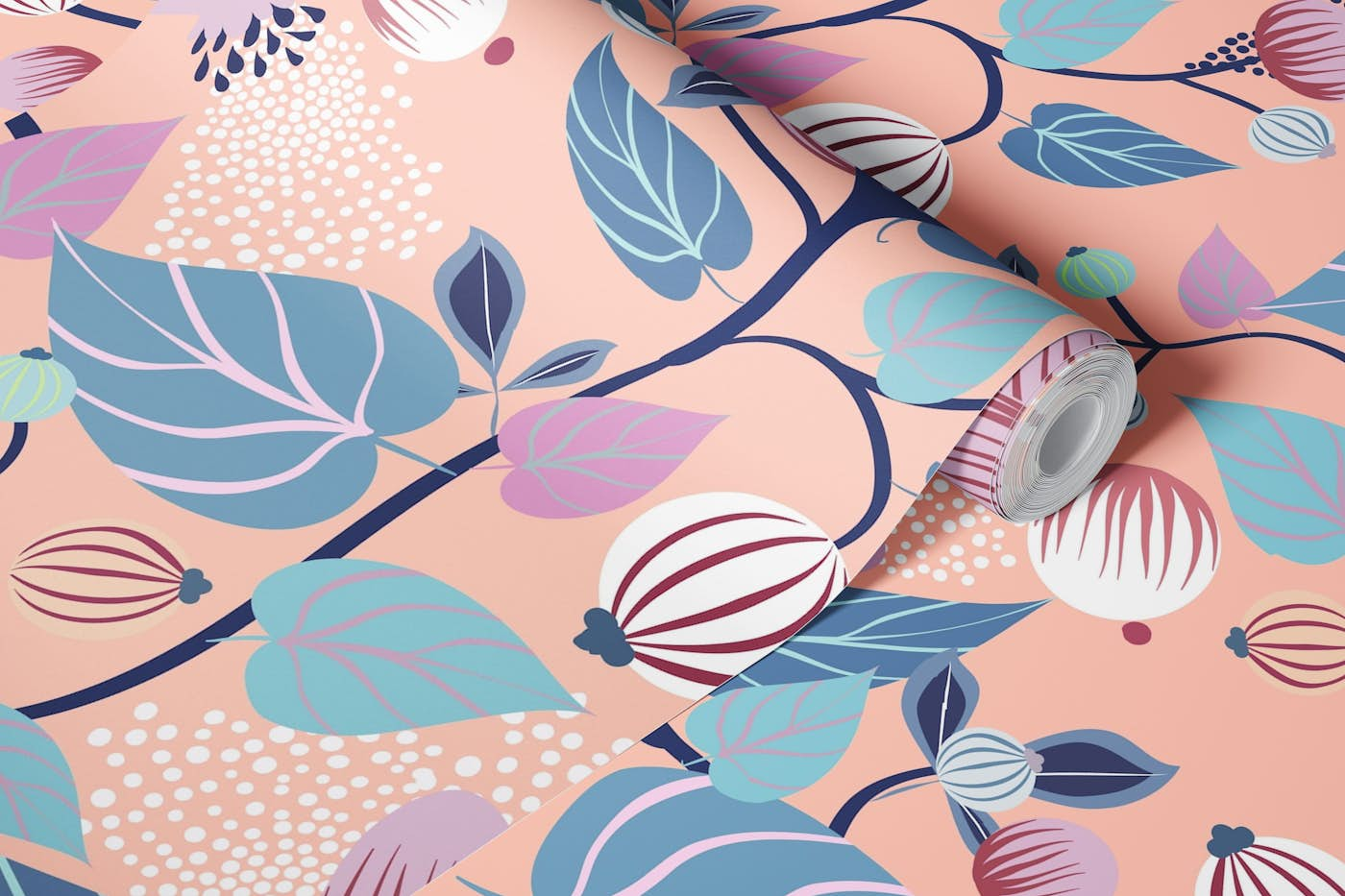 fantastic florals salmon wallpaper roll