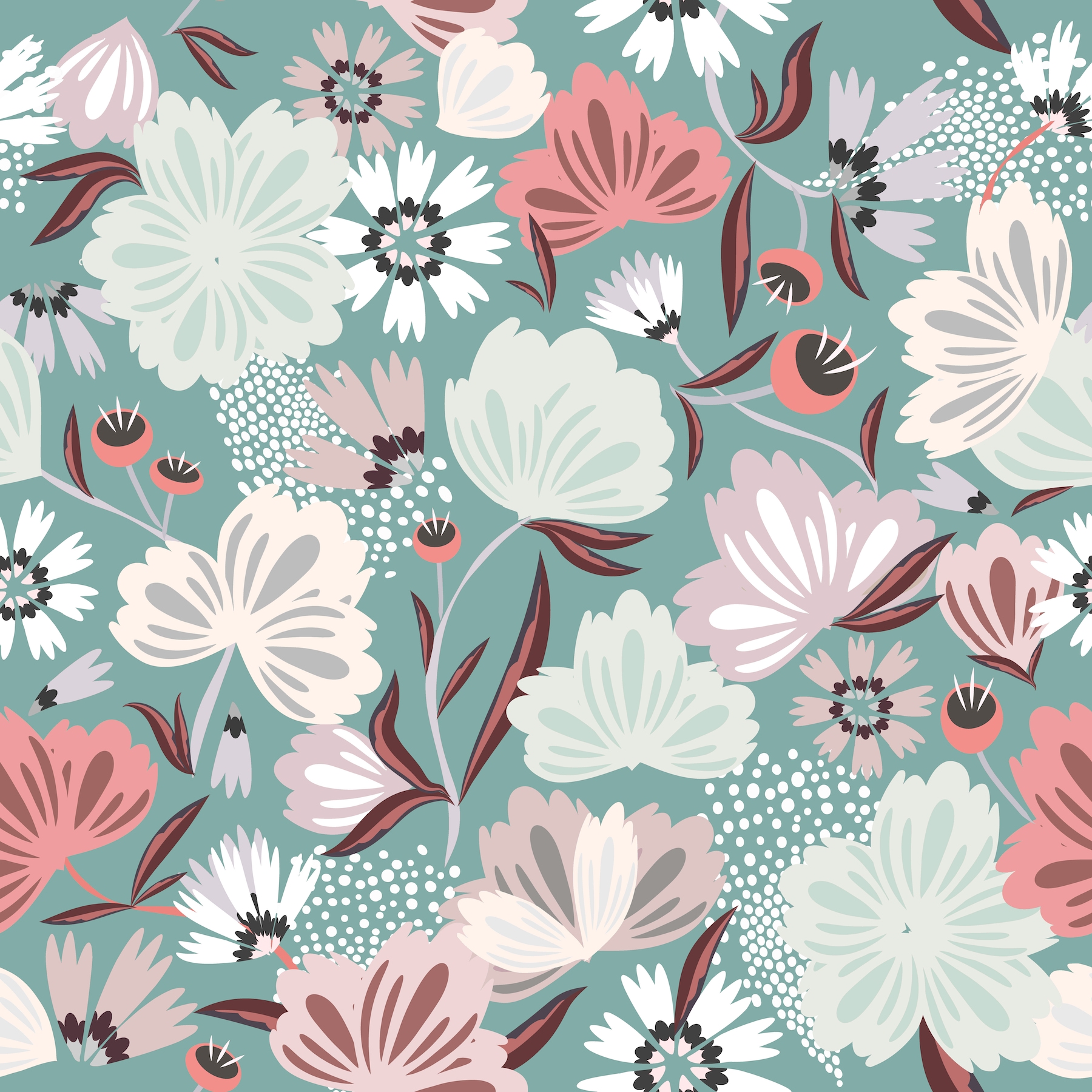 muted floral bloom wallpaper - Free shipping | Happywall