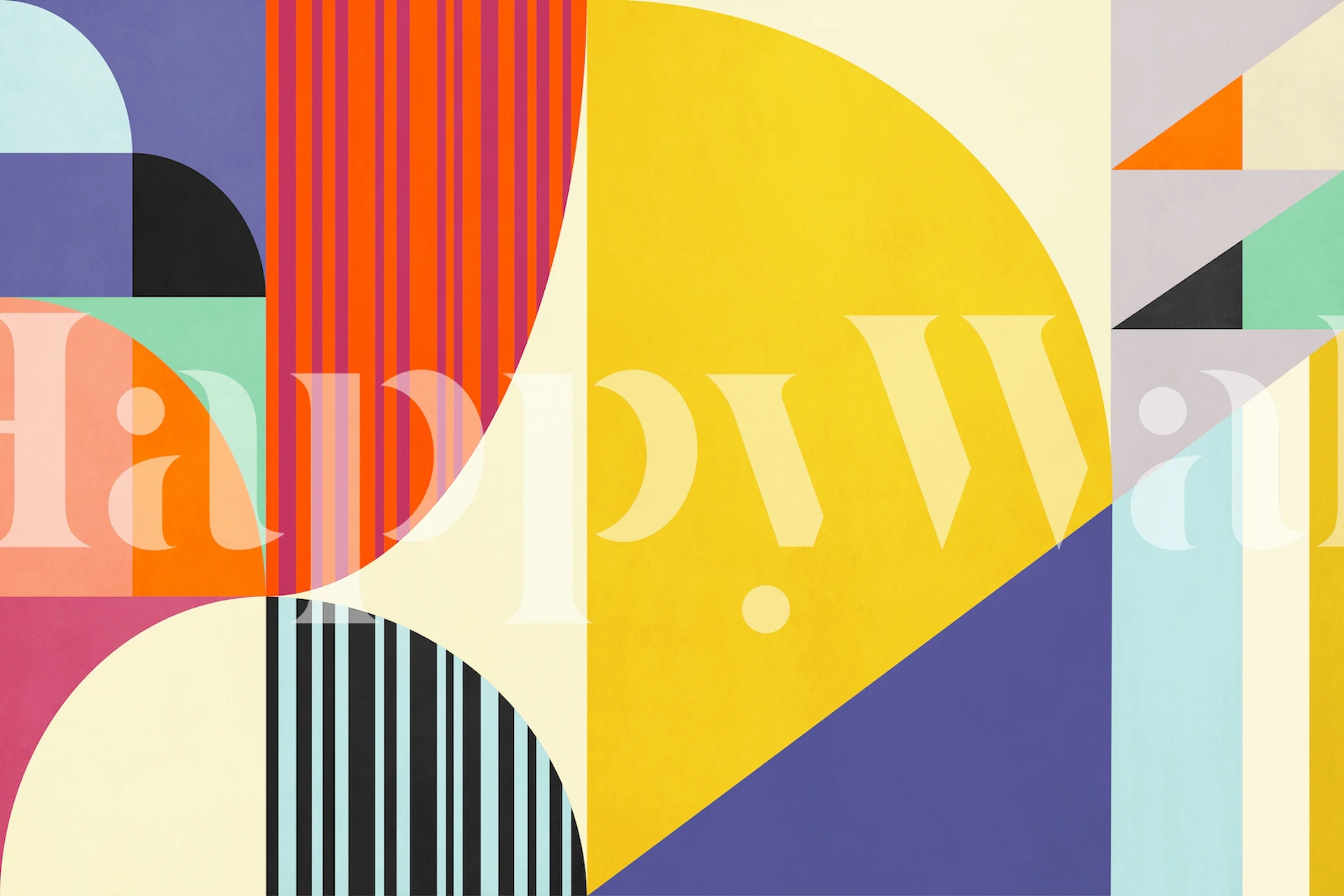 Abstract Geometric wallpaper in a room