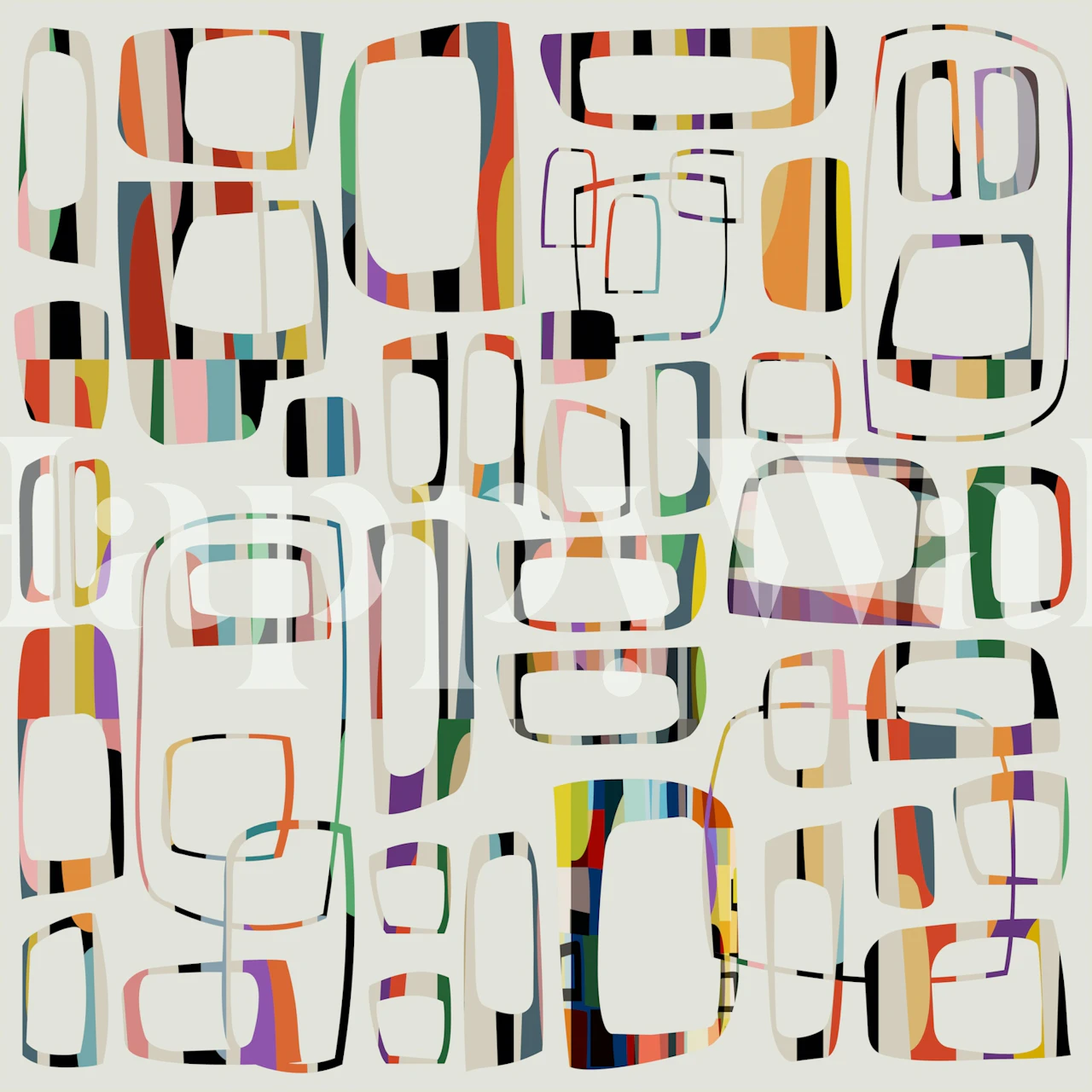 Colorful geometric abstract patterns in various shapes and sizes wallpaper