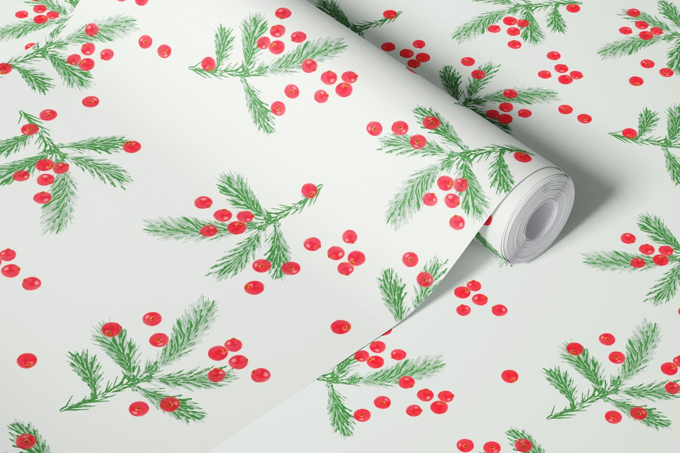 CHRISTMAS BERRIES wallpaper roll