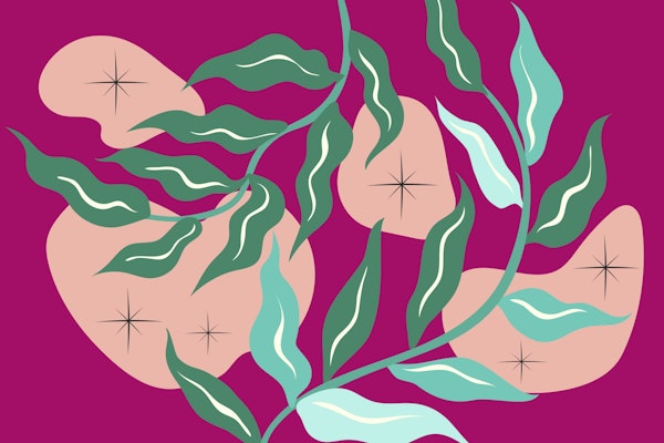 Vibrant Mid Century Bauhaus Leaves