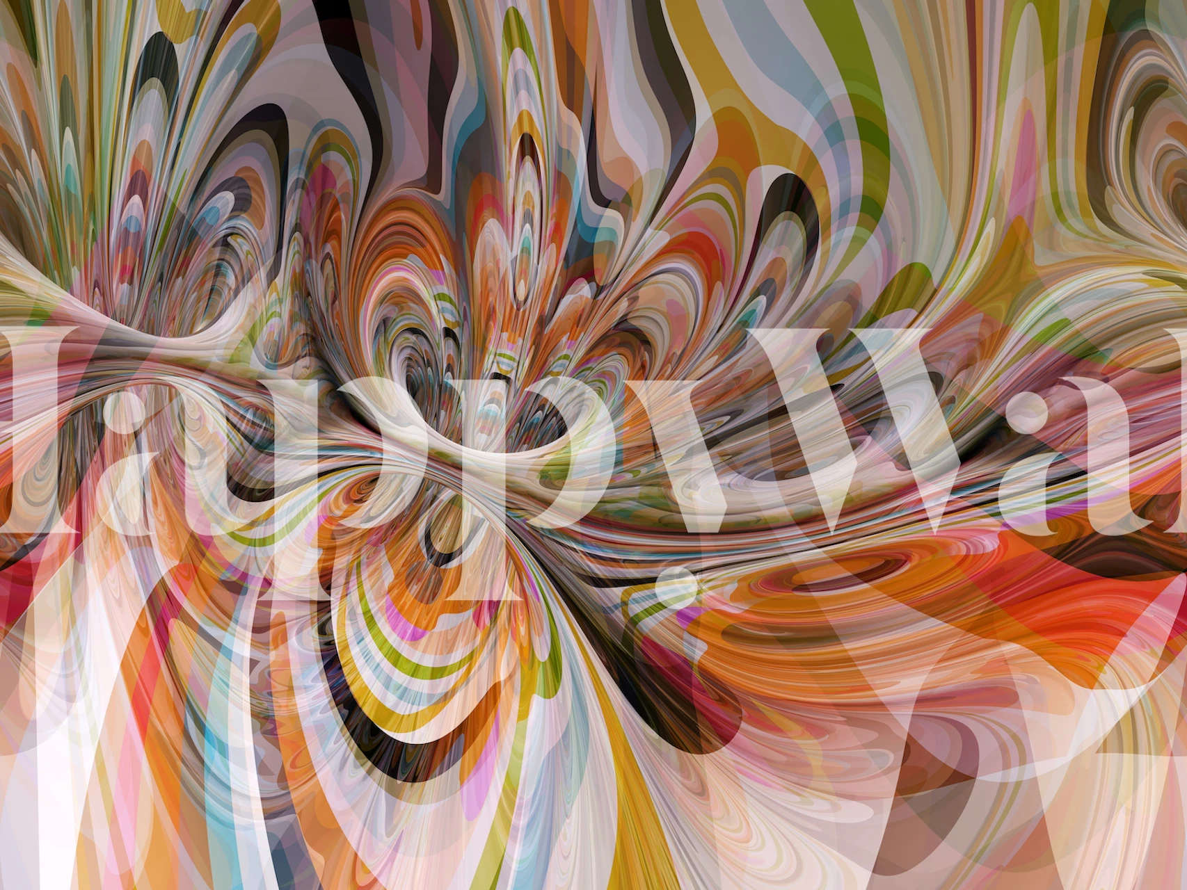 Colorful swirling patterns in vibrant shades of red, blue, yellow, and green wallpaper