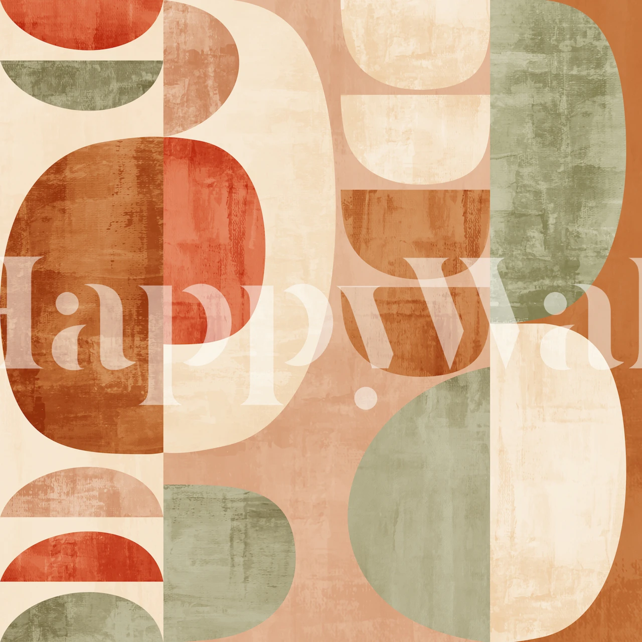 Fototapeta Rustic Pieces 1 s abstraktními geometrickými tvary v teplých zemitých tónech