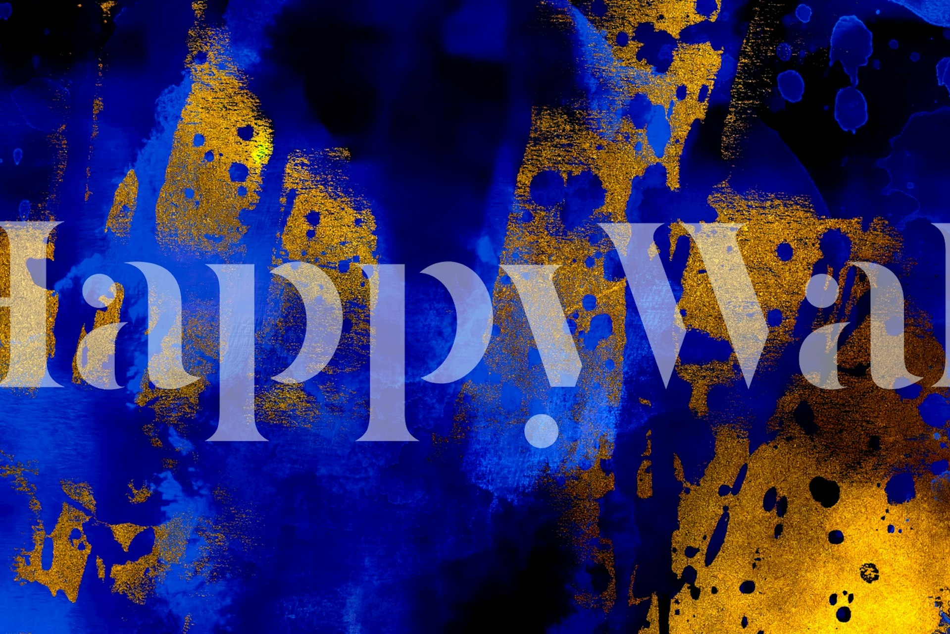 Abstract navy blue and gold pattern wallpaper