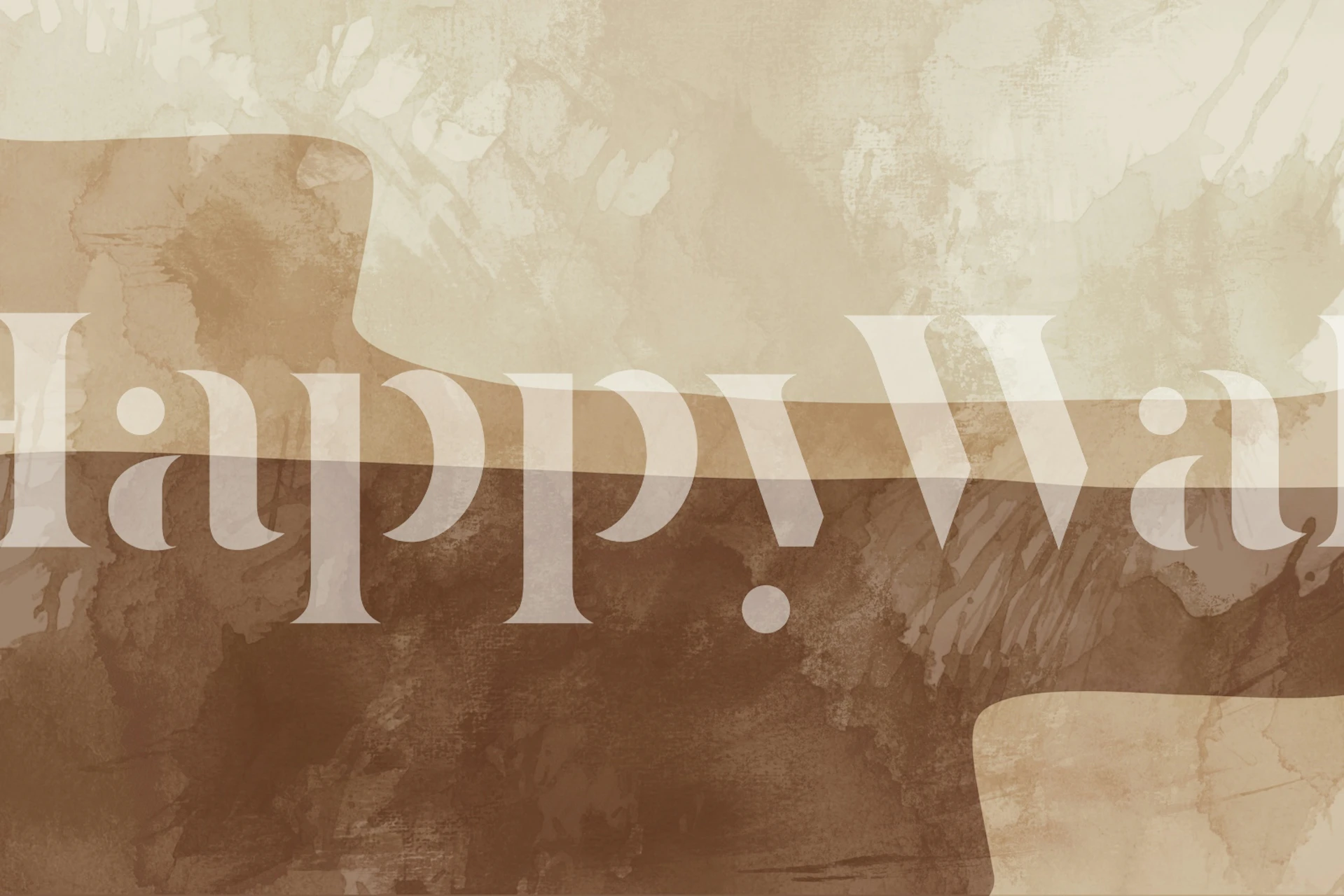 Bauhaus aquarel abstracte muurschildering uit het midden van de eeuw in aardetinten