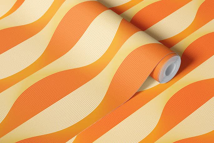 Vintage Abstract Geo Pattern Orange 3D Effectwallpaper roll