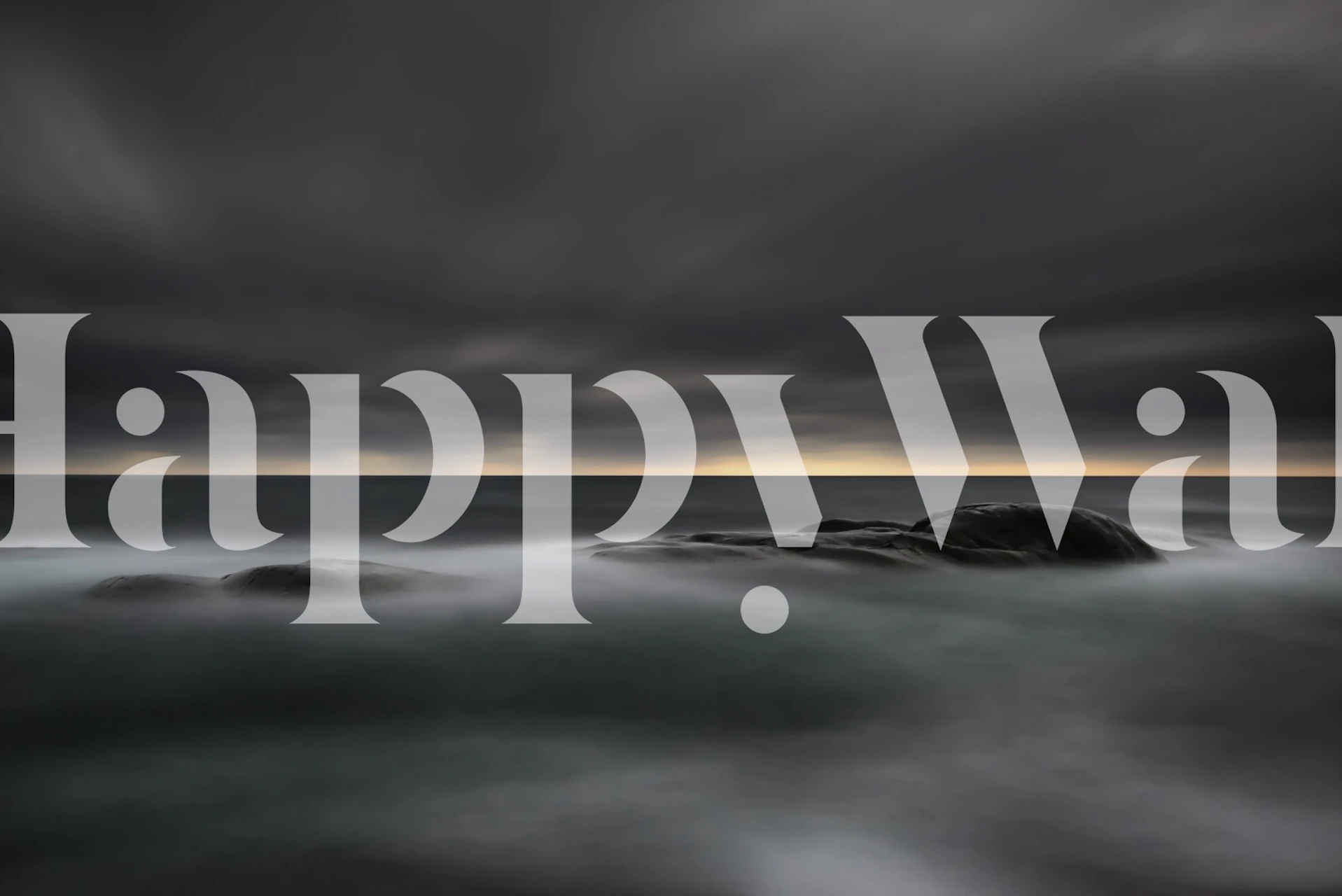 Tranquil seascape wall mural with overcast skies and smooth waters