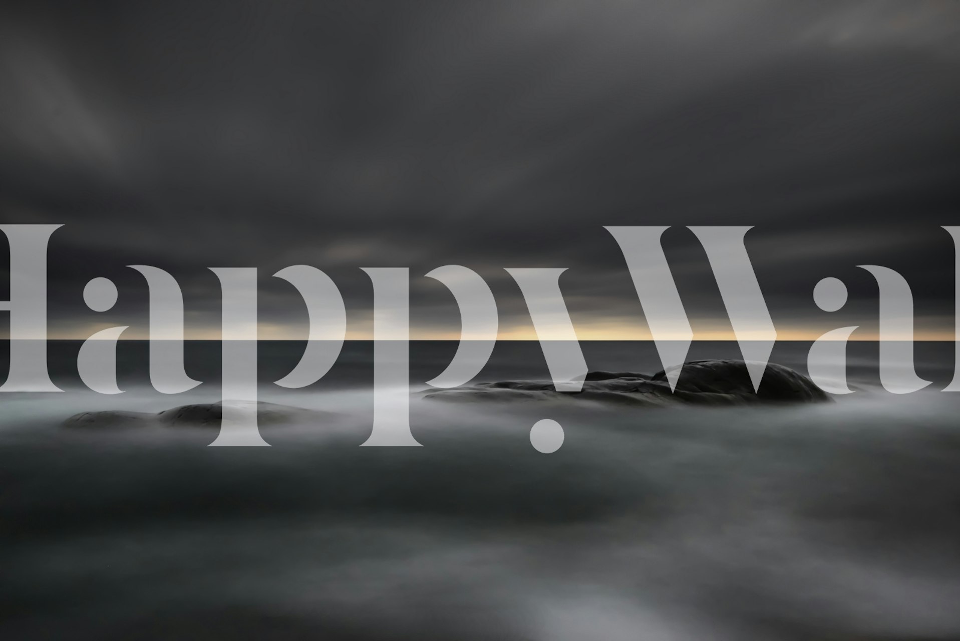 Tranquil seascape wall mural with overcast skies and smooth waters