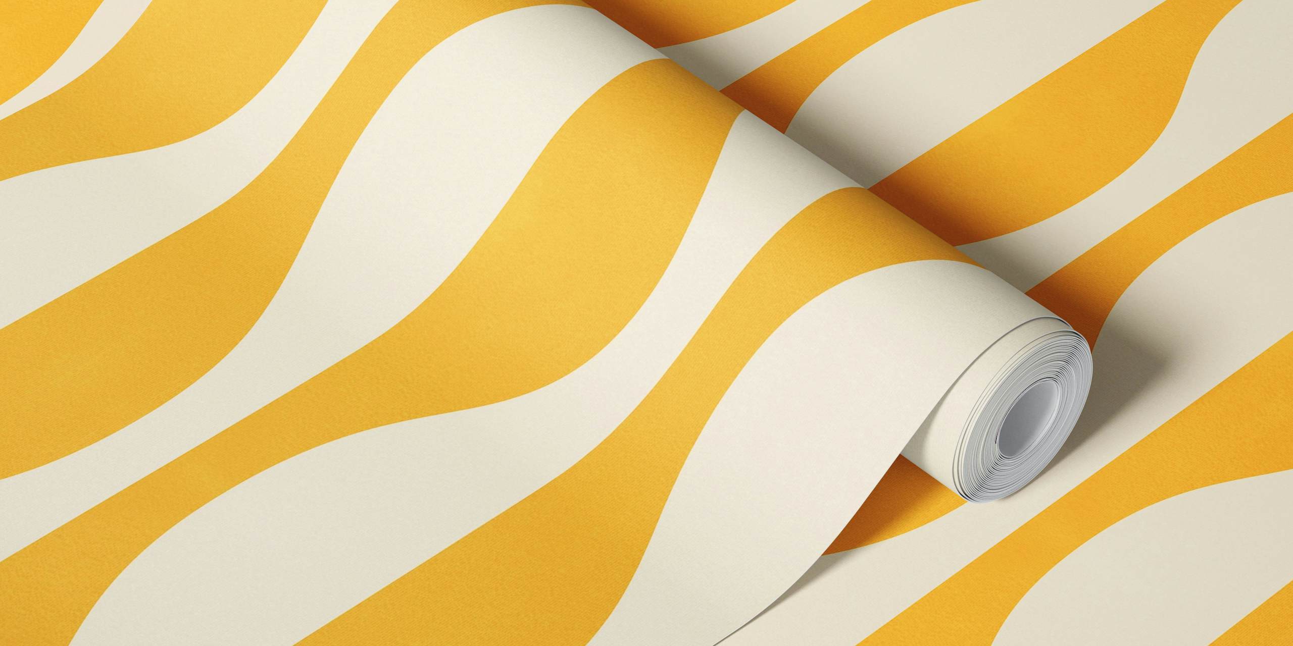 Vintage yellow and cream abstract geometric pattern wall mural