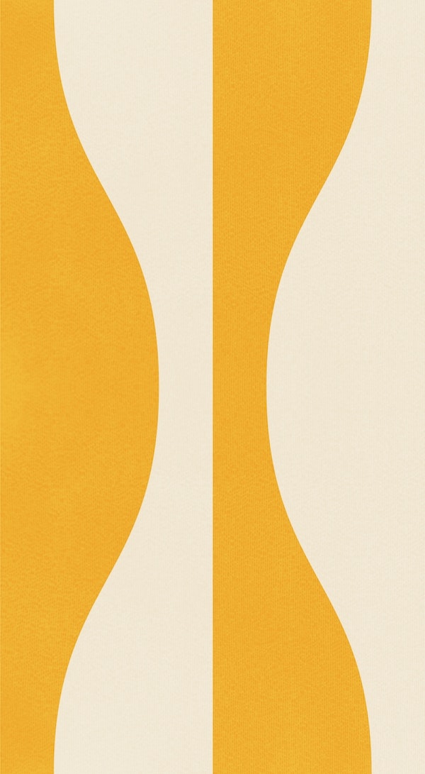 Vintage Abstract Geo Pattern Yellow and Cream