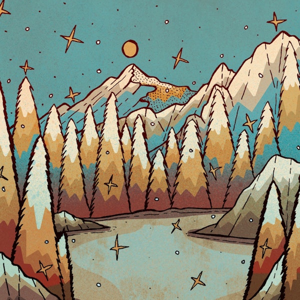 Winter of gold and blue