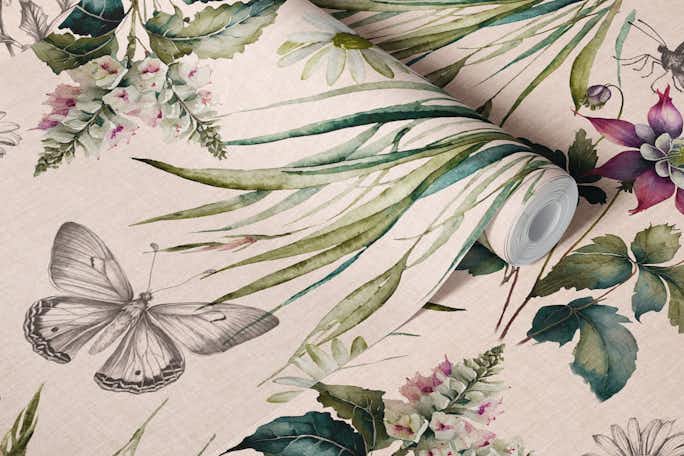floral romance in blushwallpaper roll