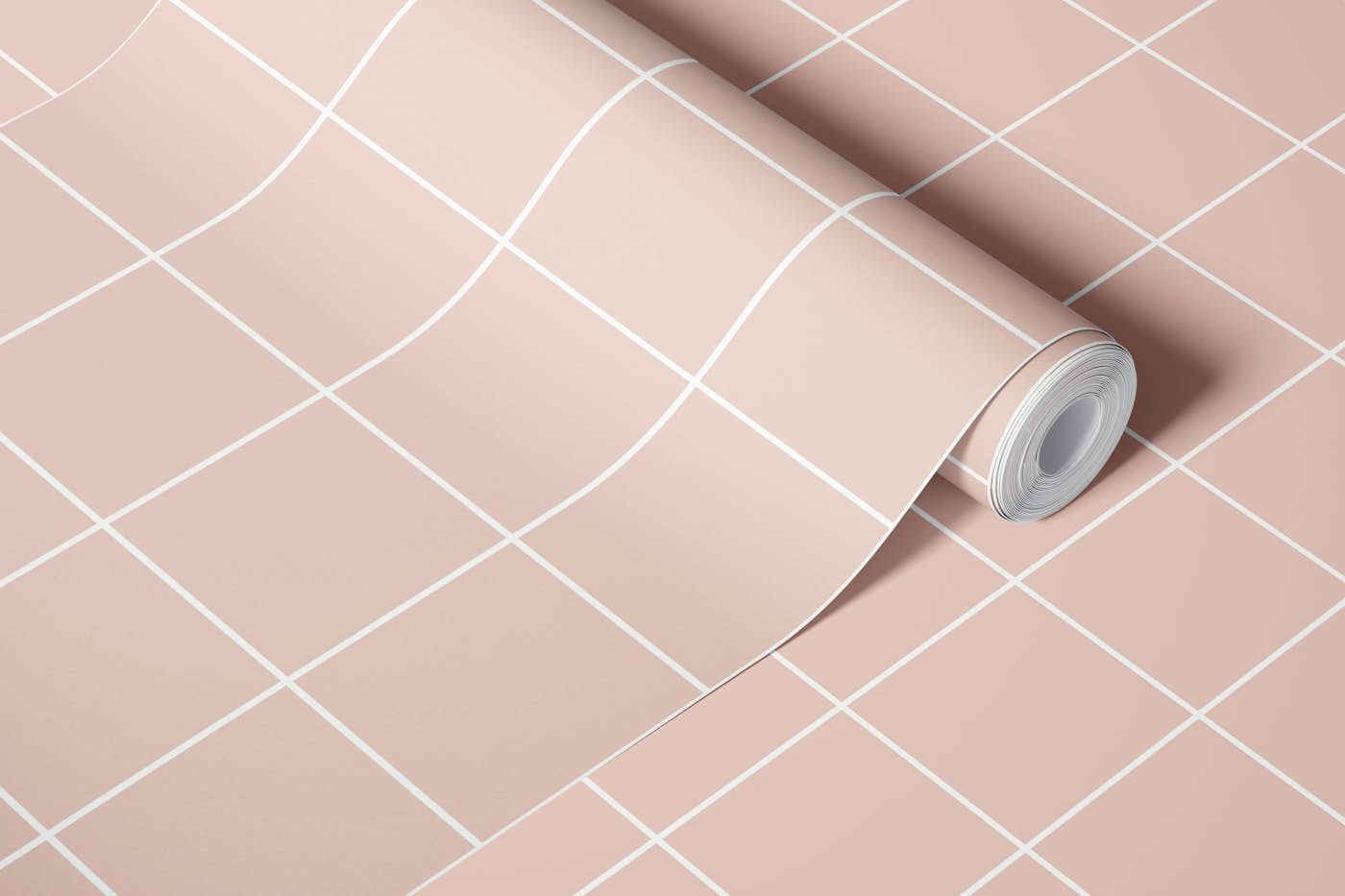 Grid pattern_soft pink wallpaper roll