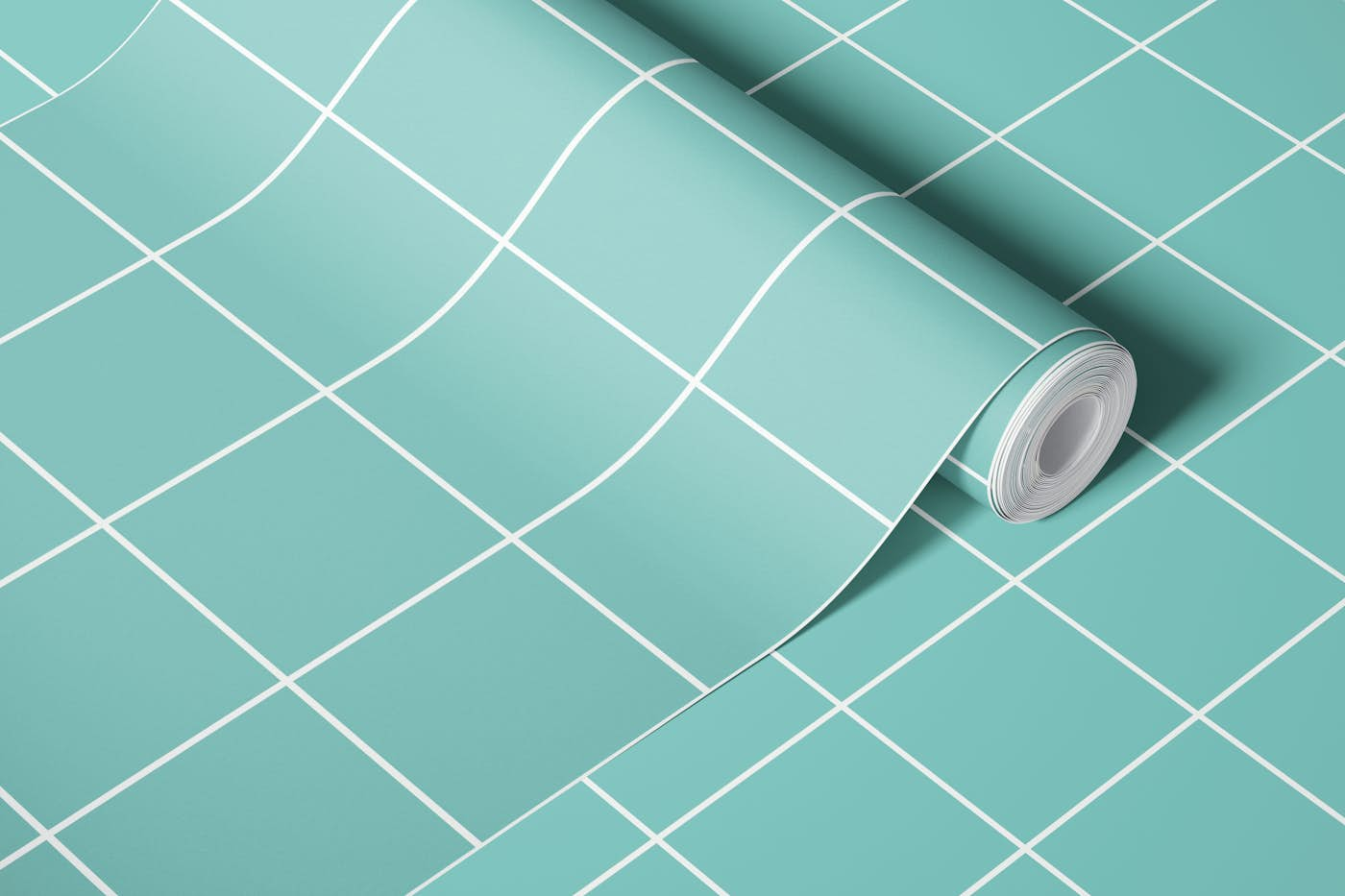 Grid pattern_turquoise wallpaper roll