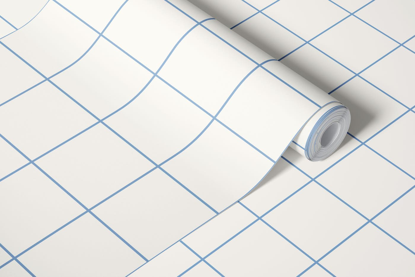 Grid pattern_light blue beige wallpaper roll