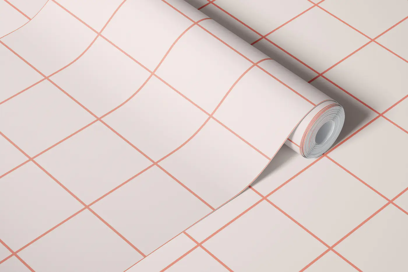 Grid Pattern Soft Pink Coral wallpaper roll