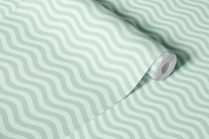 Curly green waveswallpaper roll