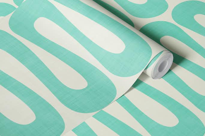 Abstract Curve Stripe Shape Pastel Mint Greenwallpaper roll