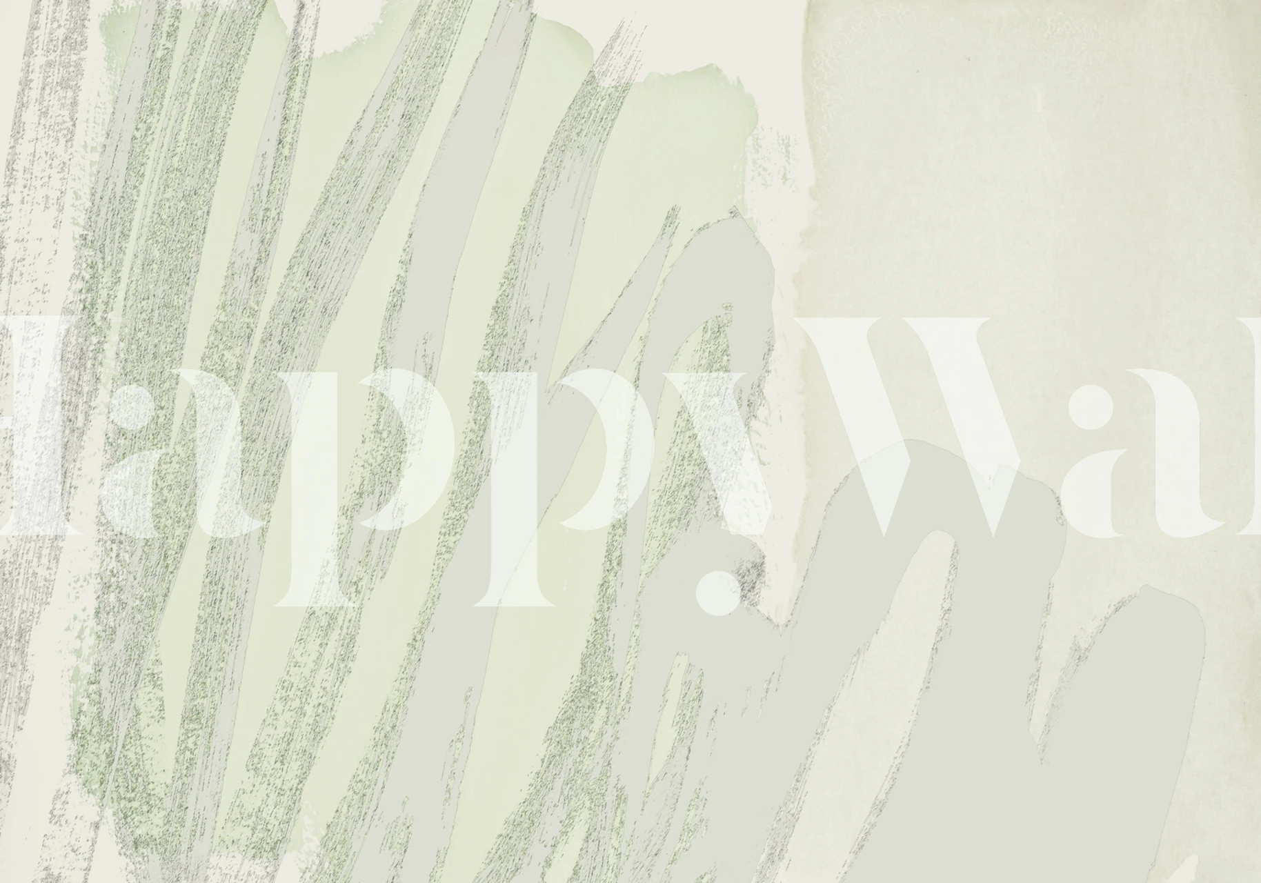 Apstraktni pastelni zidni mural u neutralnim i zelenim nijansama