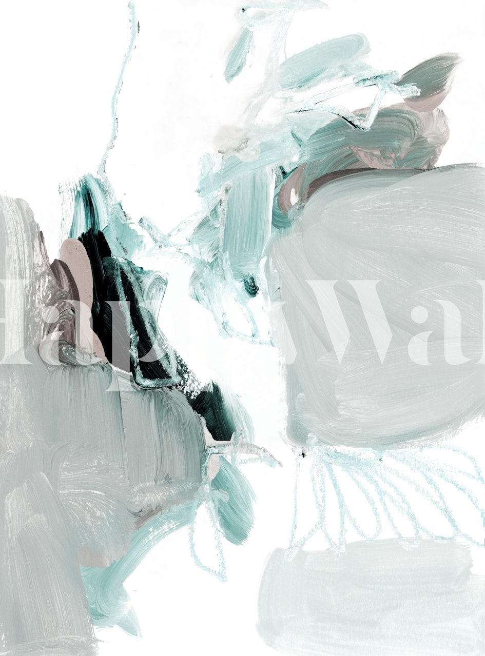Abstract brushstroke design in teal and black colors wallpaper