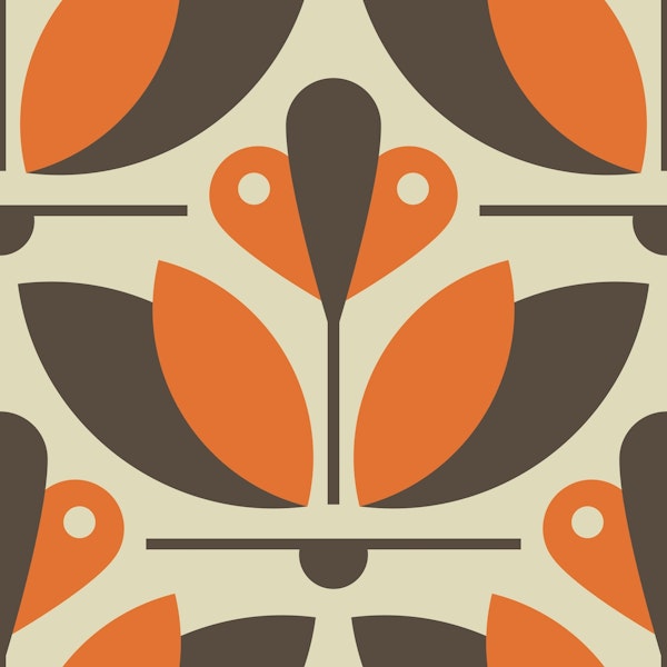 Abstract flowers, orange (2532A)