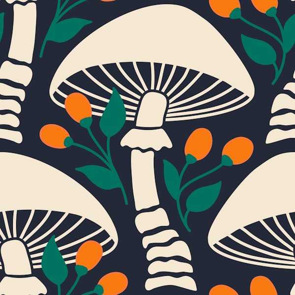 Mushrooms and berries, orange (2616A)