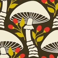 Mushrooms and berries, brown (2616 B) ταπετσαρία