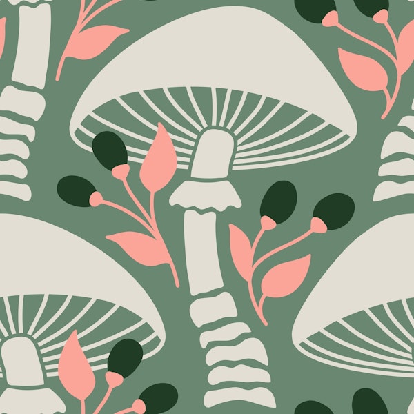 Mushrooms and berries, green (2616 D)