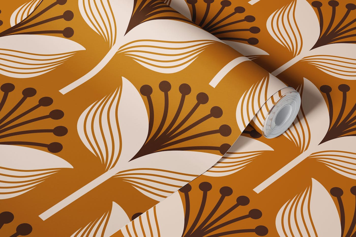 Abstract lilies, orange (2647 D) wallpaper roll