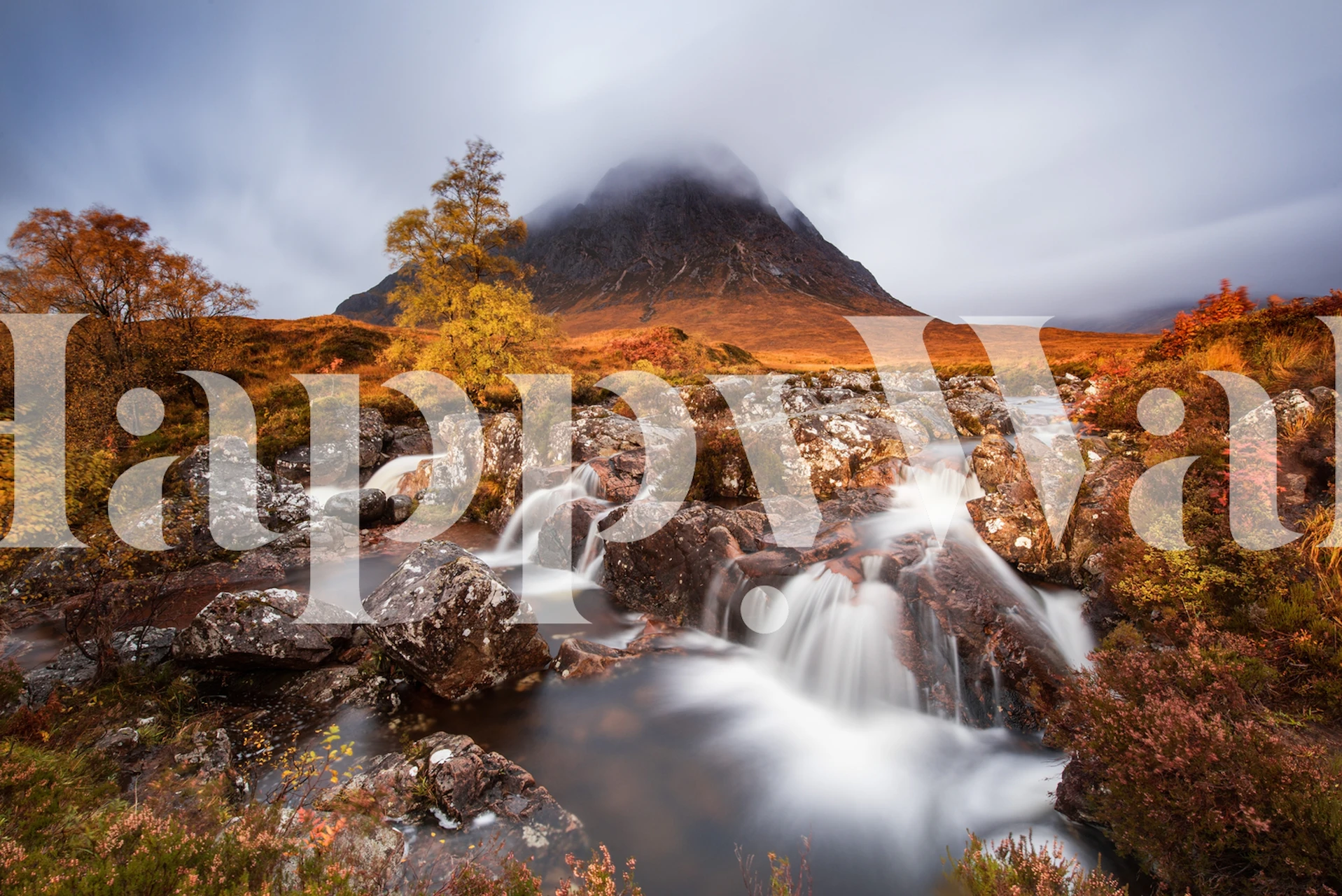 Mountain river landscape in autumn colors wallpaper