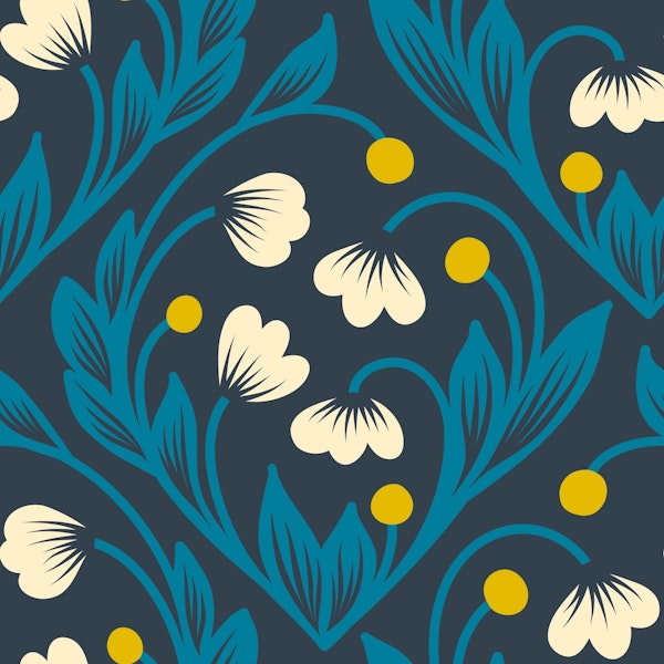 Royal flowers, blue (2684 D)