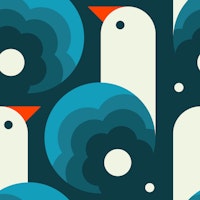 Playful birds, blue (2758 A) tapeta