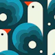 Playful birds, blue (2758 A)