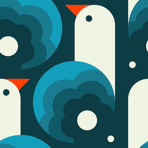 Playful birds, blue (2758 A)